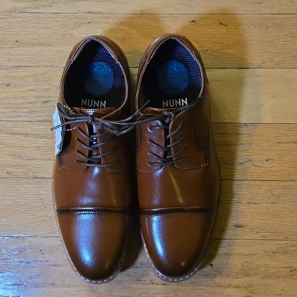 Nunn Bush Men's Centro Fles Plain Toe Oxford Cognac Leather Synthetic Size 9.5W - Picture 4 of 10